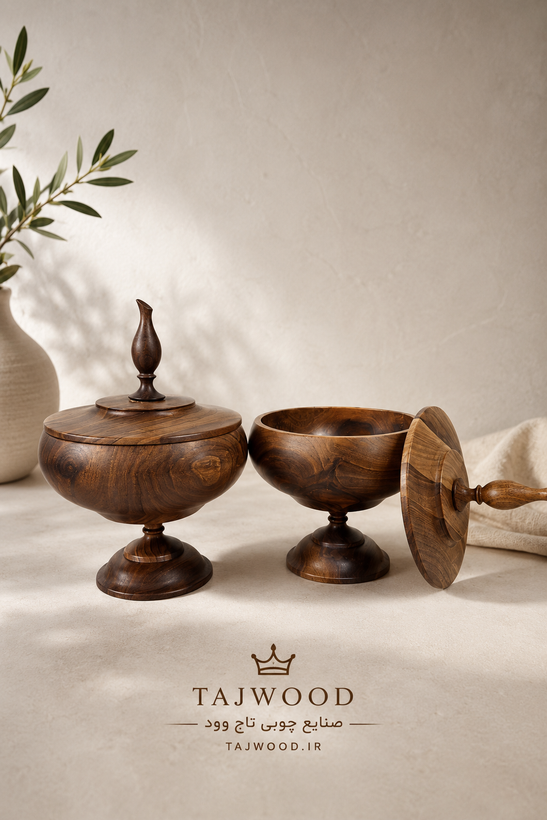 شکلات خوری درب دار پایه دار قطر۱۶ چوب گردو
